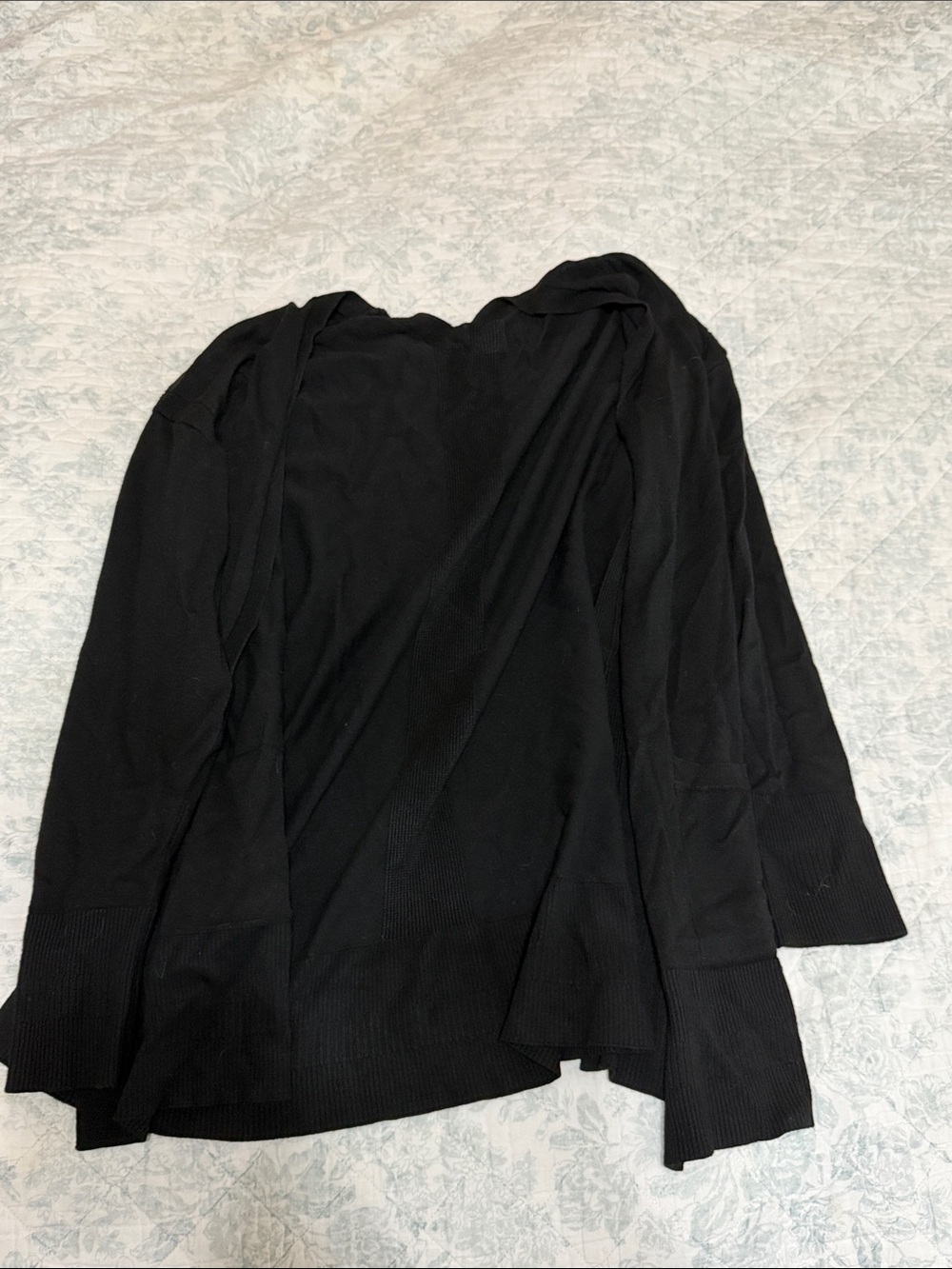 Black Open-Front Lightweight Cardigan